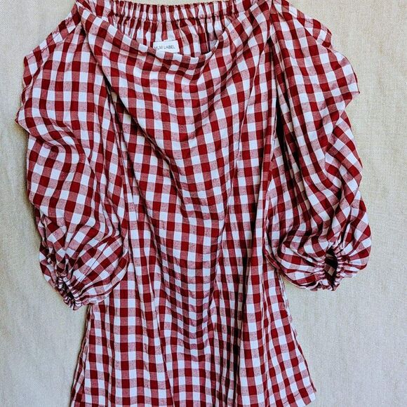 REVOLVE MLM Label Pillar Dress XS Red White Check Gingham Tailgate Summer - Picture 9 of 9